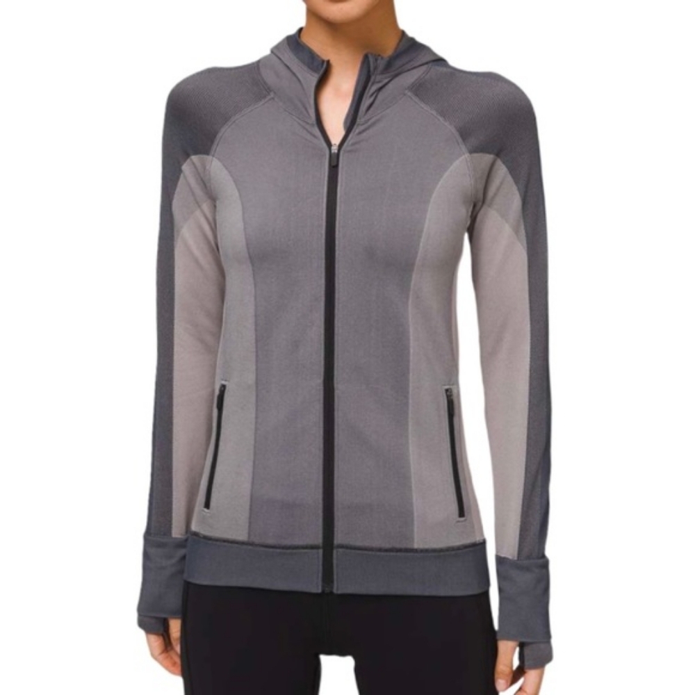 Lululemon Ebb to Train Seamless Zip Up Jacket Abstract Dark Chrome 10
